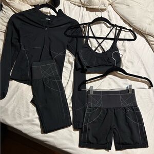 Gymshark Zip up, Sports Bra, Shorts, and Leggings Set
